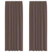 Zasłony - vidaXL Zasłony woalowe z kieszeniami na drążek 2 szt. Brązowe - miniaturka - grafika 1