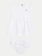 Sukienki i spódniczki dla dziewczynek - Tommy Hilfiger Sukienka letnia Broderie KN0KN01803 Biały Regular Fit - miniaturka - grafika 1
