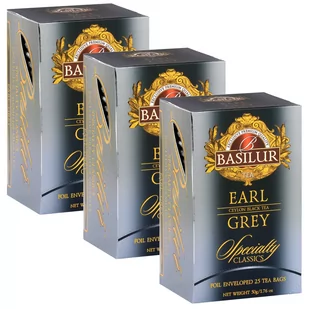 BASILUR Earl Grey- Czarna herbata cejlońska z olejkiem bergamotowym w saszetkach, 25x2g x3 - Herbata - miniaturka - grafika 1