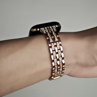 Akcesoria do smartwatchy - TEMU Stalowa Bransoletka do Apple Watch, Elegancki Damski Design z Błyszczącym Wkładem, Idealna na Pracę/Biuro/Fitness/Imprezy, Różowe Złoto/Srebro, - miniaturka - grafika 1