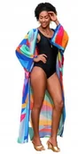 Bluzki damskie - Letnie Kimono Plażowe Narzutka Kolorowe Wzory Pareo Wiązane Na Plażę - miniaturka - grafika 1