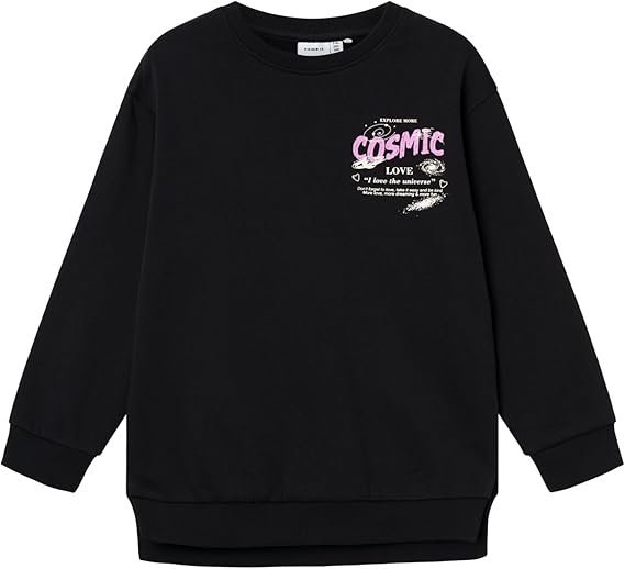 NAME IT CZARNA BLUZA DZIECIĘCA Z NAPISEM KOSMICZNY MOTYW 158-164CM 5GA