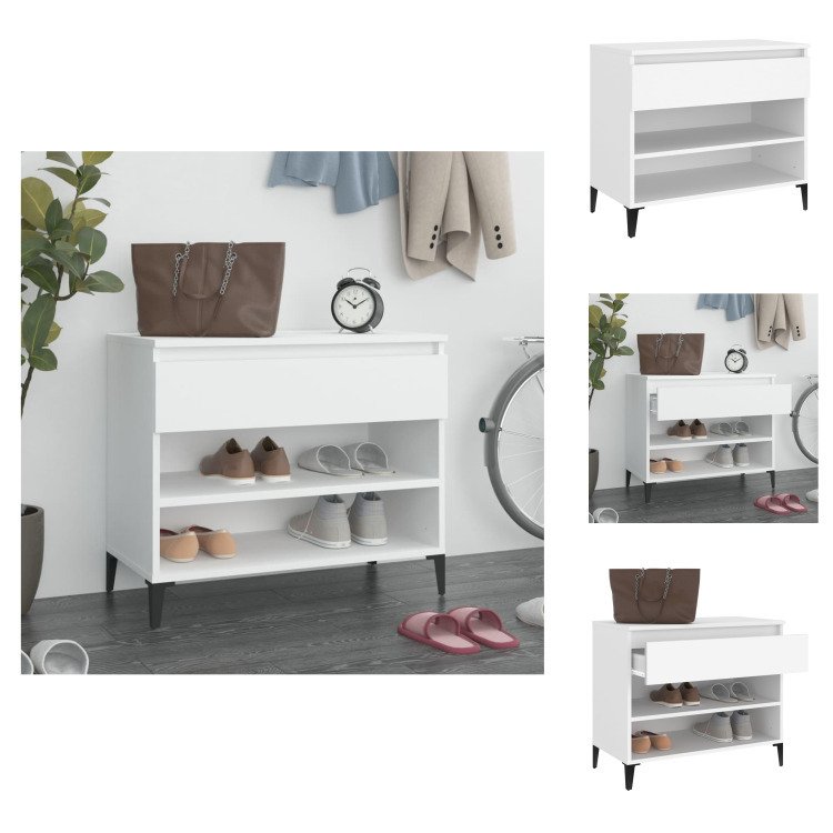 vidaXL Stojak na buty biały 70x36x60 cm materiał drewnopochodny - Stojaki i szafki na buty