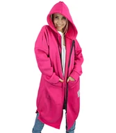 Bluzy damskie - Długa damska bluza z kapturem Ciepły miły materiał Na suwak BETH - miniaturka - grafika 1