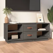 Szafki RTV - Lumarko Szafka pod TV, szara, 100x34x40 cm, lite drewno sosnowe - miniaturka - grafika 1