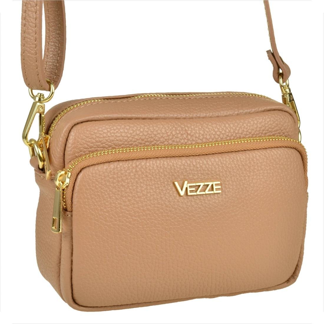 VEZZE mała skórzana listonoszka karmel brąz