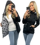 Kurtki damskie - DWUSTRONNA PARKA DAMSKA KURTKA Z KAPTUREM PRZEJŚCIOWA M - miniaturka - grafika 1