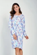 Piżamy damskie - Koszula Ginny 3238 Biało-Niebieska (Rozmiar S) - miniaturka - grafika 1