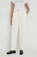 Spodnie damskie - Tommy Hilfiger spodnie damskie kolor beżowy fason chinos high waist - miniaturka - grafika 1