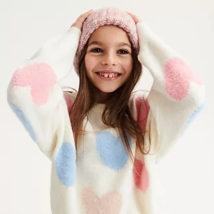 Reserved - Sweter w serduszka - Kremowy - Swetry dla dziewczynek - miniaturka - grafika 1