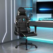Fotele gamingowe - Lumarko Masujący fotel gamingowy, czarny i moro, sztuczna skóra - miniaturka - grafika 1