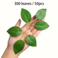 Sztuczne kwiaty - TEMU 300 Sztuk Sztucznych Liści Róż - Realistyczne Poliestrowe Zielone Dekoracje na Ślub, Przyjęcia, Dom – Kompozycje Kwiatowe i Girlandy na - miniaturka - grafika 1