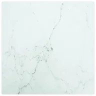Blaty meblowe i parapety okienne - shumee Blat stołu biały 30x30 cm 6 mm szkło ze wzorem marmuru - miniaturka - grafika 1