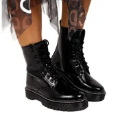 Botki damskie - Glany ocieplane lakierowane Vinceza W JAN55A czarne - miniaturka - grafika 1