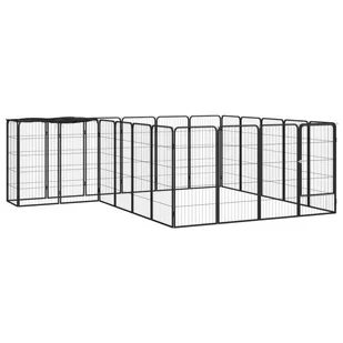 vidaXL Kojec dla psa, 22 paneli, czarny, 50x100 cm, stal - Sprzęt podróżny i transportery dla psów - miniaturka - grafika 1
