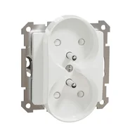 Gniazdka elektryczne - Gniazdo podwójne z uziemieniem, 2x2P+PE z przesłonami do systemu ramkowego (do ramek Elements), biały SEDNA DESIGN - miniaturka - grafika 1