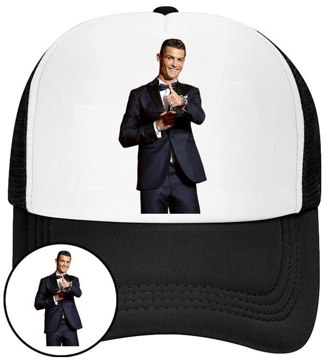 Czapka z Daszkiem Cristiano Ronaldo Czarna z Nadrukiem Siatka Bejsbolówka