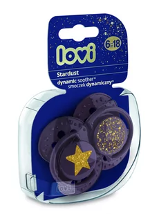 LOVI Lovi Smoczek silikonowy dynamiczny 6-18m Stardust violet 2szt - Smoczki uspokajające - miniaturka - grafika 1