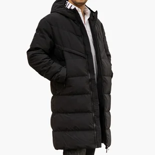 Kurtka Męska Płaszcz Ocieplany Puchowy Długi Czarny M Czarny - Kurtki męskie - miniaturka - grafika 1