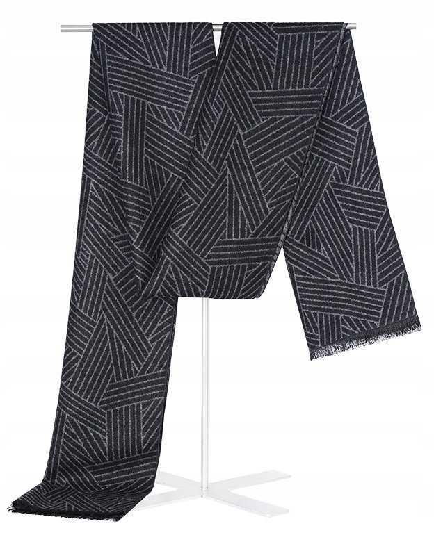 Szal Szalik Męski Ciepły Zimowy Czarno - Szary