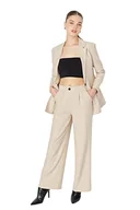 Spodnie damskie - TRENDYOL Trendyol damskie spodnie męskie średnie talii, beżowy, 36 - miniaturka - grafika 1