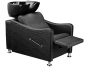 Myjki fryzjerskie - Myjnia myjka fryzjerska barberska czarna do salonu fryzjerskiego barberskiego ruchoma misa ceramiczna armatura bateria słuchawka - miniaturka - grafika 1