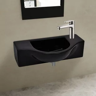 vidaXL vidaXL Ceramiczna umywalka z otworem na kran czarna - Umywalki - miniaturka - grafika 1