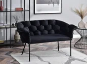 Sofy i kanapy - Komfortowa Sofka Tapicerowana Miękkim Welurem Pilo Czarny-Czarny - miniaturka - grafika 1