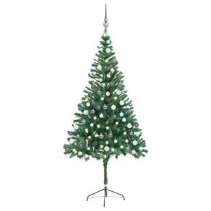 vidaXL, Sztuczna choinka z lampkami LED i bombkami, 180 cm - Choinki - miniaturka - grafika 1
