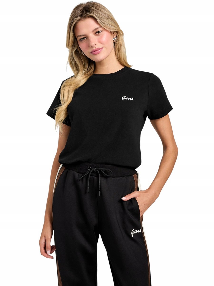 GUESS KOSZULKA DAMSKA T-SHIRT ALBA SS CN T-SHIRT CZARNA r.M