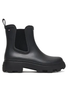Tommy Hilfiger Kalosze Flag Ankle Warm Lining FW0FW08974 Czarny - Kalosze damskie - miniaturka - grafika 1