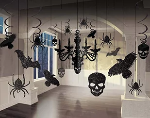 Amscan Zawieszka Halloweenowa pod sufit - zestaw 17-częściowy, kolor czarny + brokat 248678 - Halloween - miniaturka - grafika 1