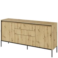 Komody - Komoda TR-01 Ryflowana z Oświetleniem Dąb Artisan / Frez Prosty Trend Lenart Dąb Artisan, Czarny - miniaturka - grafika 1