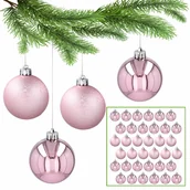 Bombki - Różowe bombki choinkowe, zestaw plastikowych bombek, ozdoby choinkowe 5cm, 36 szt. 1 paczka - miniaturka - grafika 1