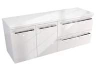 Szafki łazienkowe - Szafka Wisząca Z Blatem ATH 120 cm DS Prawa - Biały Wysoki Połysk - Uchwyty Chromowane - miniaturka - grafika 1
