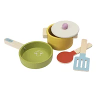 Zabawy w naśladowanie dorosłych - MICKI Drewniane akcesoria kuchenne dla dzieci zestaw garnki gotowanie - miniaturka - grafika 1