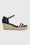 Espadryle damskie - Tommy Hilfiger sandały MID WEDGE CORPORATE damskie kolor granatowy na koturnie - miniaturka - grafika 1