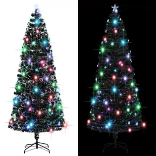 vidaXL Sztuczna choinka ze stojakiem/ LED, 240 cm, światłowód - Choinki - miniaturka - grafika 1