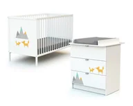 Łóżeczka i kojce - WEBABY - Drewniane łóżko do sypialni i przewijak White Fox firmy White Fox - miniaturka - grafika 1