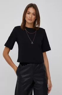 Koszulki i topy damskie - Sisley t-shirt bawełniany kolor czarny - grafika 1