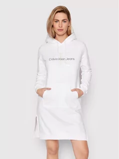 Sukienki - Calvin Klein Jeans Sukienka dzianinowa J20J218343 Biały Regular Fit - grafika 1