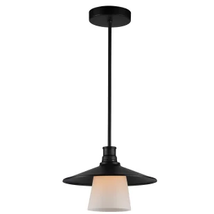 Czarna lampa wisząca Loft - biały klosz - Lampy sufitowe - miniaturka - grafika 1