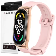 Akcesoria do smartwatchy - Pasek silikonowy Alogy z zapięciem opaska do Xiaomi Mi Band 7 Pink - miniaturka - grafika 1