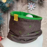 Apaszki i szaliki męskie - Dwustronny komin -Brąz w renifery z zielonym - miniaturka - grafika 1