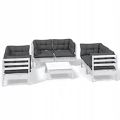 Meble ogrodowe - 7-cz. zestaw wypoczynkowy do ogrodu, z poduszkami, sosnowy - miniaturka - grafika 1