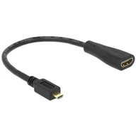 Kable komputerowe i do monitorów - Delock Kabel HDMI 65391 - 0.23 m, micro HDMI (D) - HDMI (A), męskie - żeńskie - miniaturka - grafika 1