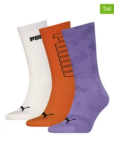 Puma Skarpety (3 pary) w kolorze fioletowo-pomarańczowo-kremowym - Skarpetki męskie - miniaturka - grafika 1