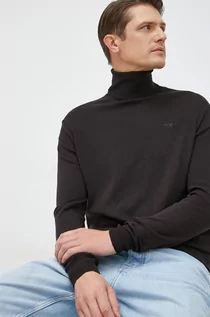 Swetry męskie - La Martina sweter z domieszką wełny męski kolor czarny lekki z golferm - grafika 1