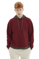 Bluzy męskie - Trendyol Męska bluza z kapturem w kratę regularna, bordowa, S, Burgund, S - miniaturka - grafika 1