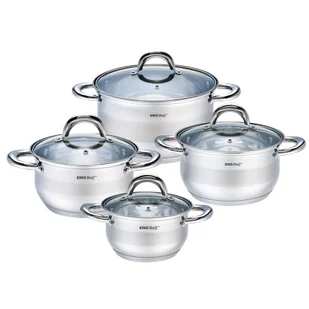 Kinghoff Garnki Stalowe Silver 8 ele [KH-1095] KH-1095 - Zestawy garnków i patelni - miniaturka - grafika 2